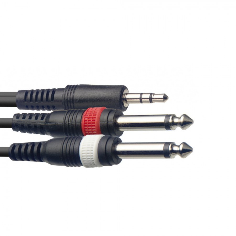 Stagg SYC1/MPSB2P - Y Cable, Mini Jack to Double Jack (1m/2m), 1 m/3 Feet